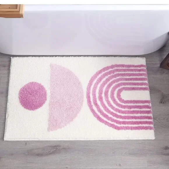 Boho Bathroom Mat Pink Home Decor Cute bathmat light pink art modern decor - Picture 5 of 6